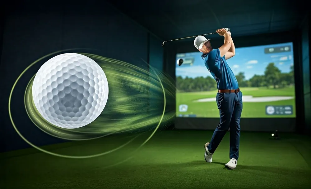 TrackMan golf simulator bay at PG Indoor at The Clubhouse